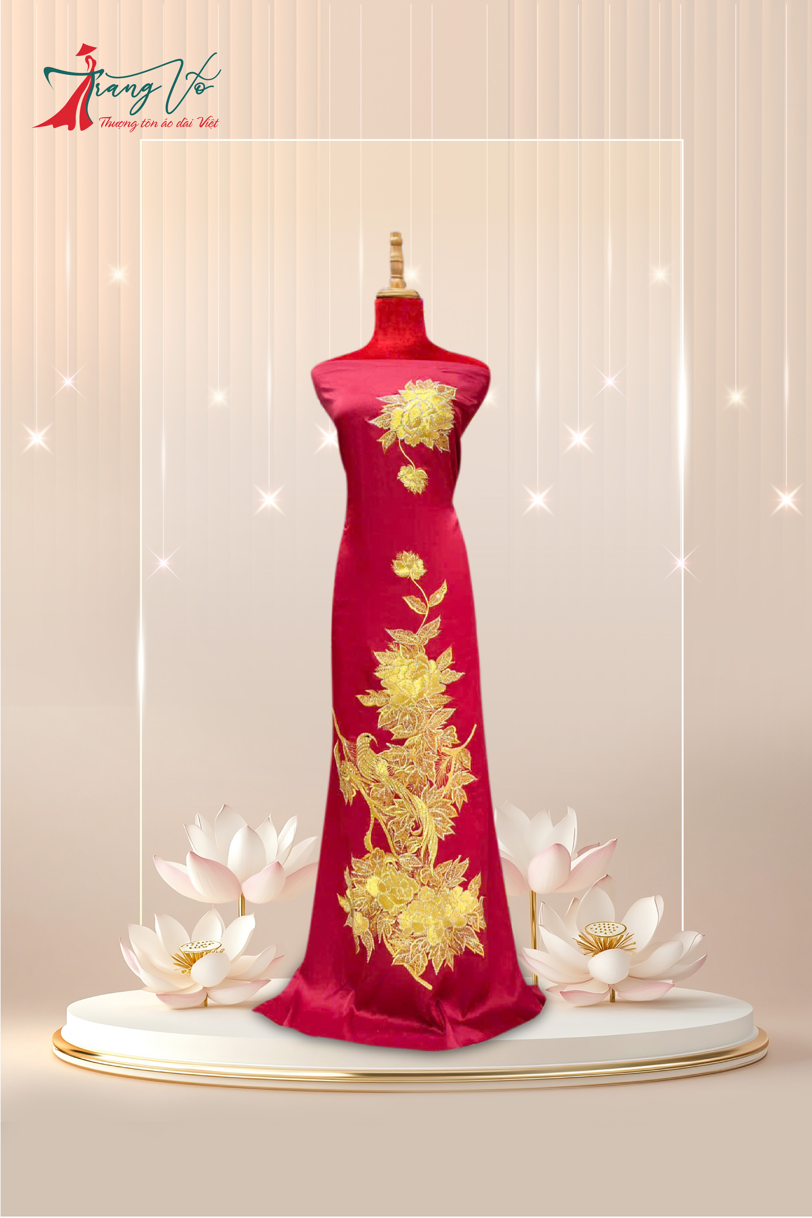 LỤA ÁNH SAO THÊU LẮC TAY SẮC ĐỎ #29102403